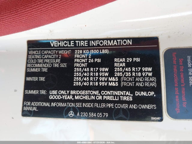 Продажа на аукционе авто 2005 Mercedes-benz Sl 500, vin: WDBSK75F25F092398, номер лота: 45691564