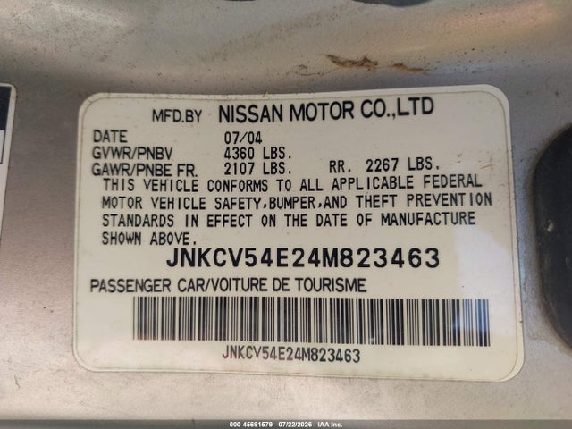Продаж на аукціоні авто 2004 Infiniti G35, vin: JNKCV54E24M823463, номер лоту: 45691579