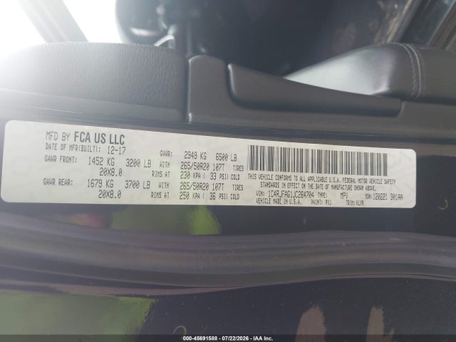 Продаж на аукціоні авто 2018 Jeep Grand Cherokee Altitude 4x4, vin: 1C4RJFAG1JC264704, номер лоту: 45691588