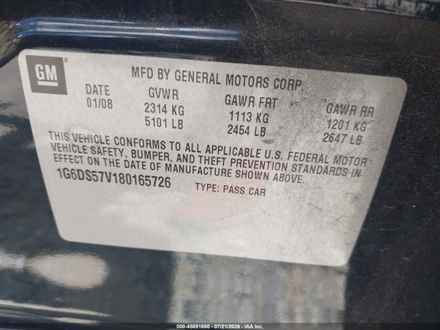 Продаж на аукціоні авто 2008 Cadillac Cts Awd W/1sb, vin: 1G6DS57V180165726, номер лоту: 45691680