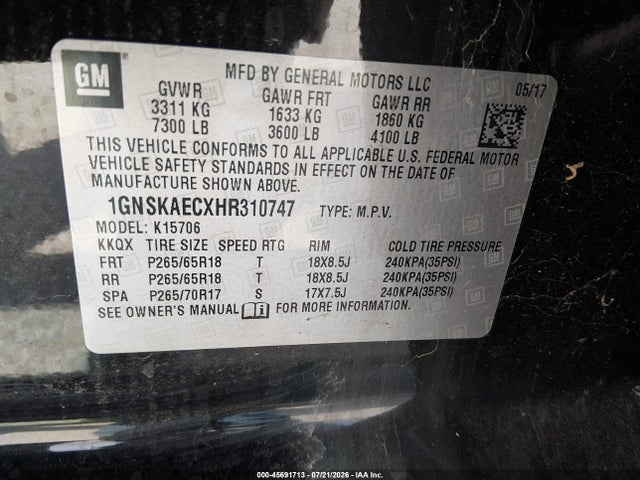 1GNSKAECXHR310747 Chevrolet Tahoe Ls