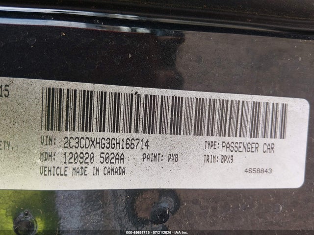 2C3CDXHG3GH166714 Dodge Charger Sxt