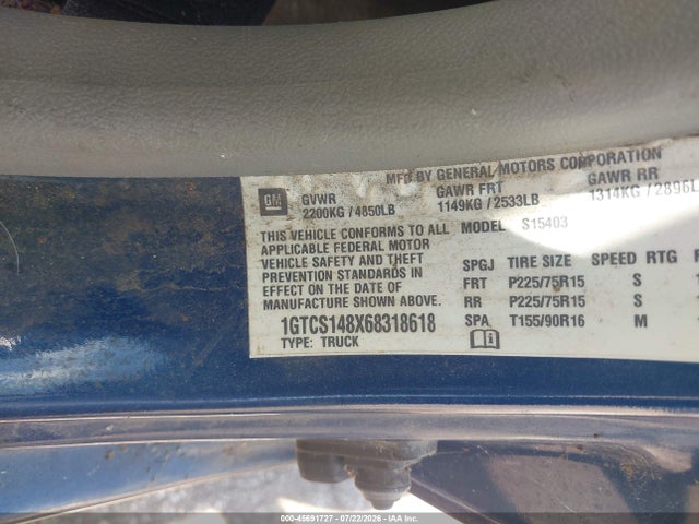 Продаж на аукціоні авто 2006 Gmc Canyon Sl, vin: 1GTCS148X68318618, номер лоту: 45691727