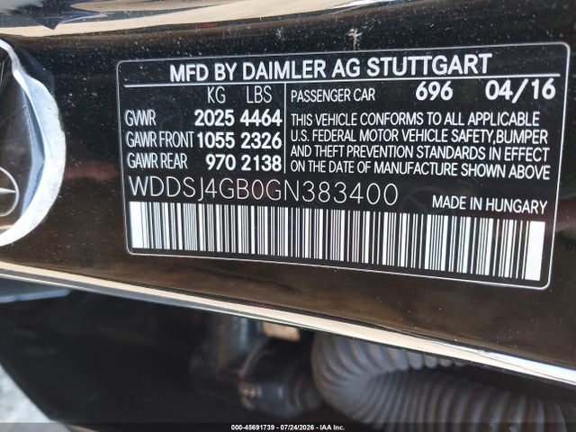 Aukcja sprzedaży 2016 Mercedes-benz Cla 250 4matic, vin: WDDSJ4GB0GN383400, numer aukcji: 45691739
