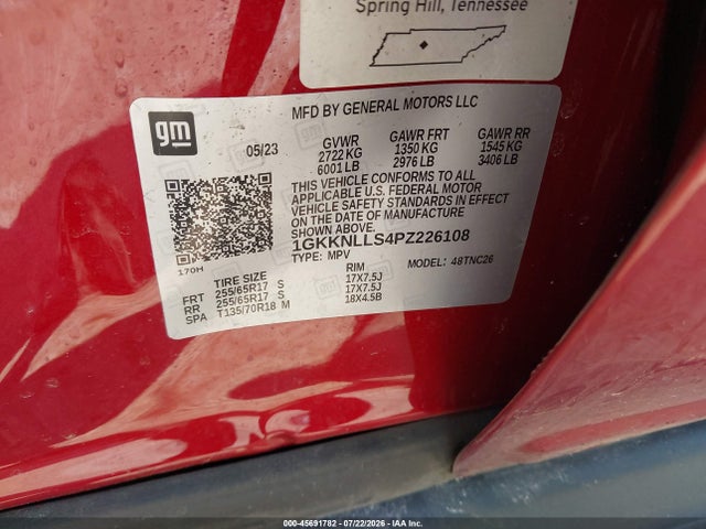 45691782 :رقم المزاد ، 1GKKNLLS4PZ226108 vin ، 2023 Gmc Acadia Awd At4 مزاد بيع