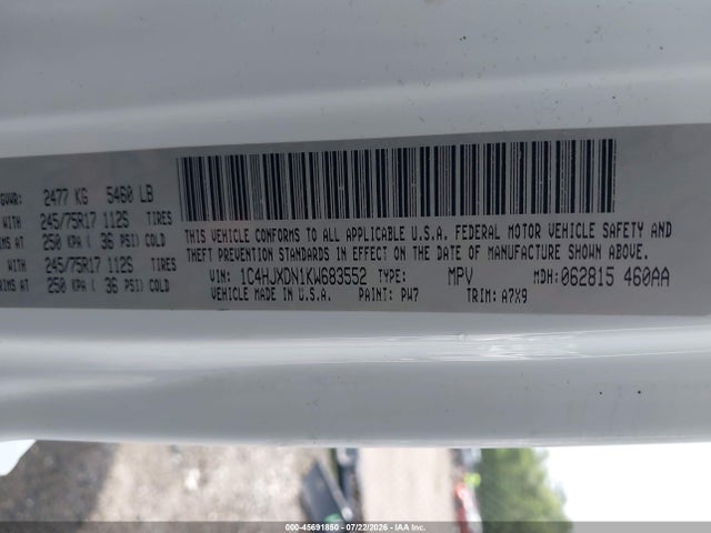 2019 Jeep Wrangler Unlimited Sport S 4x4 მანქანა იყიდება აუქციონზე, vin: 1C4HJXDN1KW683552, აუქციონის ნომერი: 45691850