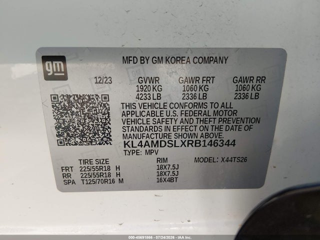 45691866 :رقم المزاد ، KL4AMDSLXRB146344 vin ، 2024 Buick Encore Gx Sport Touring Fwd مزاد بيع