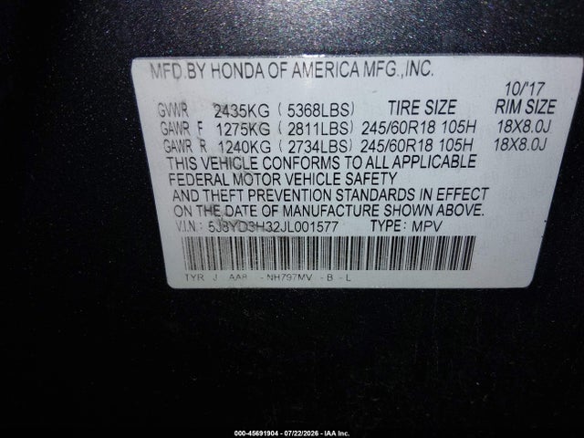 Acura MDX 2018 5J8YD3H32JL001577 Image 9