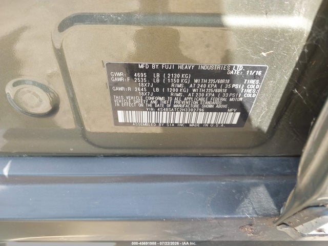 Продаж на аукціоні авто 2017 Subaru Outback 2.5i Touring, vin: 4S4BSATC2H3302796, номер лоту: 45691988