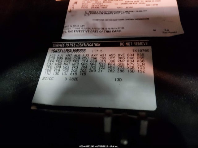 Продаж на аукціоні авто 1999 Gmc Yukon Sle, vin: 1GKEK13R5XJ805856, номер лоту: 45692245