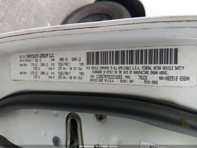45692249 :رقم المزاد ، 1C6RD7KP9CS319265 vin ، 2012 Ram 1500 St مزاد بيع