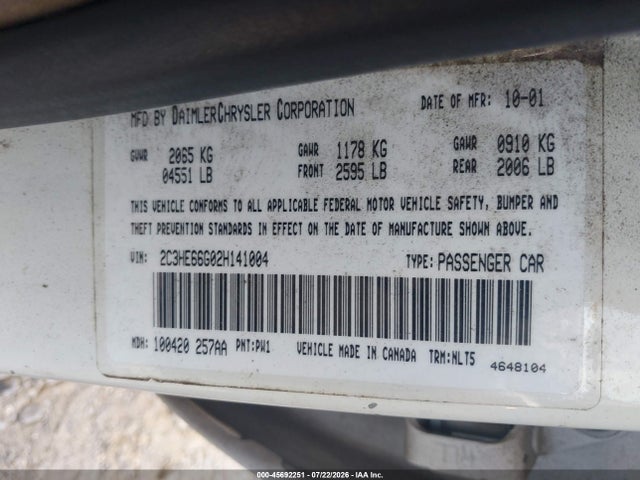 Aukcja sprzedaży 2002 Chrysler 300m, vin: 2C3HE66G02H141004, numer aukcji: 45692251