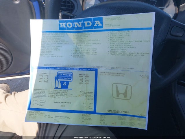 Aukcja sprzedaży 1993 Honda Civic Del Sol S, vin: JHMEG1240PS002187, numer aukcji: 45692304