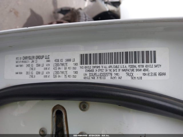 Aukcja sprzedaży 2013 Ram 2500 Big Horn, vin: 3C6UR5JL6DG525778, numer aukcji: 45692315
