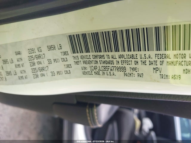 45692364 :رقم المزاد ، 1C4PJLCB5FW770999 vin ، 2015 Jeep Cherokee Latitude مزاد بيع