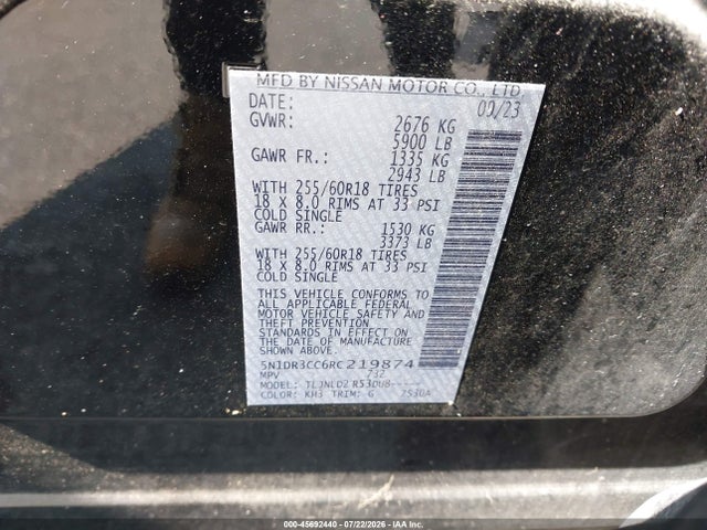2024 Nissan Pathfinder Sl 4wd მანქანა იყიდება აუქციონზე, vin: 5N1DR3CC6RC219874, აუქციონის ნომერი: 45692440