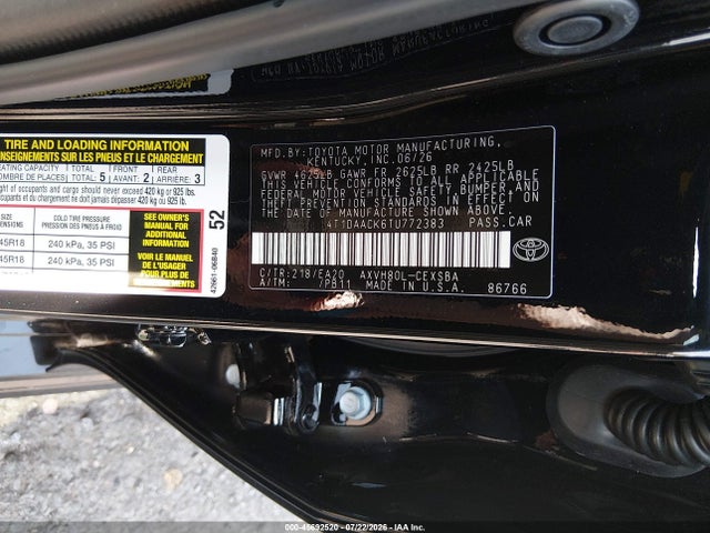 Продажа на аукционе авто 2026 Toyota Camry Se, vin: 4T1DAACK6TU772383, номер лота: 45692520