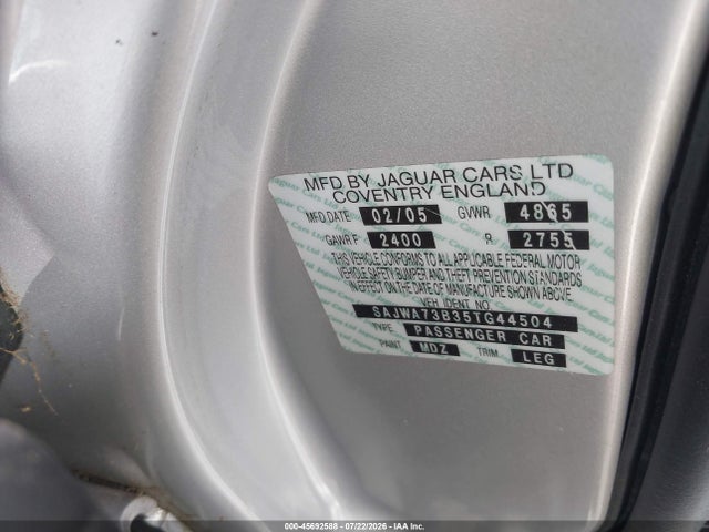 Продажа на аукционе авто 2005 Jaguar Xj Xjr, vin: SAJWA73B35TG44504, номер лота: 45692588