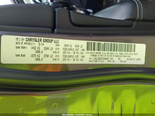 Продаж на аукціоні авто 2015 Jeep Grand Cherokee Limited, vin: 1C4RJFBG2FC650053, номер лоту: 45692594