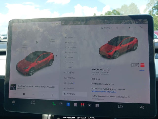 Auction sale of the 2021 Tesla Model Y Long Range Dual Motor All-wheel Drive, vin: 5YJYGDEE8MF074736, lot number: 45692599