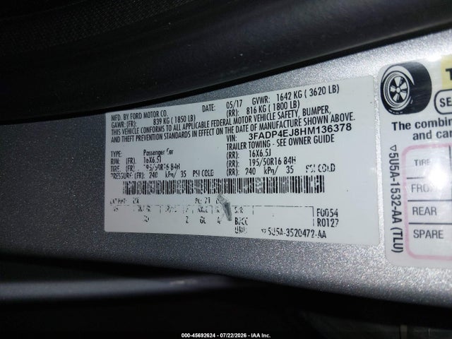 3FADP4EJ8HM136378 Ford FIESTA SE