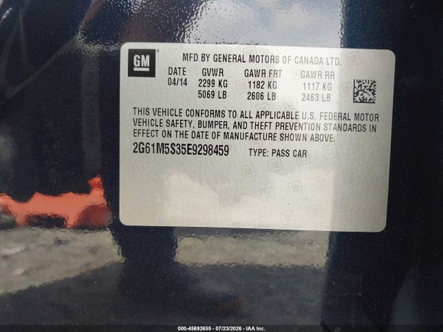 Продаж на аукціоні авто 2014 Cadillac Xts Luxury, vin: 2G61M5S35E9298459, номер лоту: 45692655