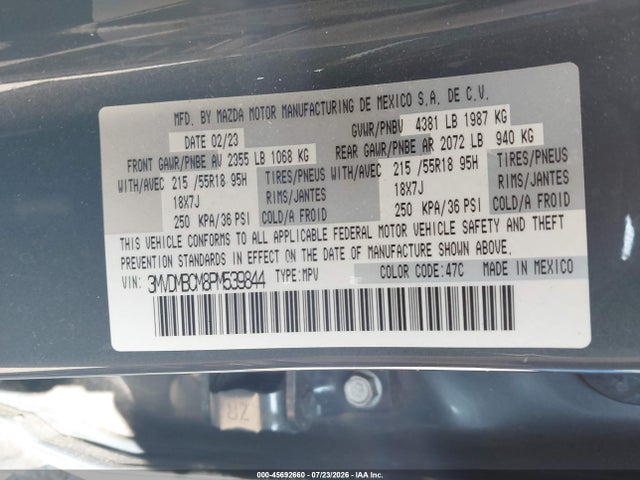 Aukcja sprzedaży 2023 Mazda Cx-30 2.5 S Carbon Edition, vin: 3MVDMBCM8PM539844, numer aukcji: 45692660