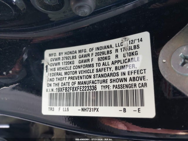 19XFB2F8XFE223336 Honda CIVIC EX