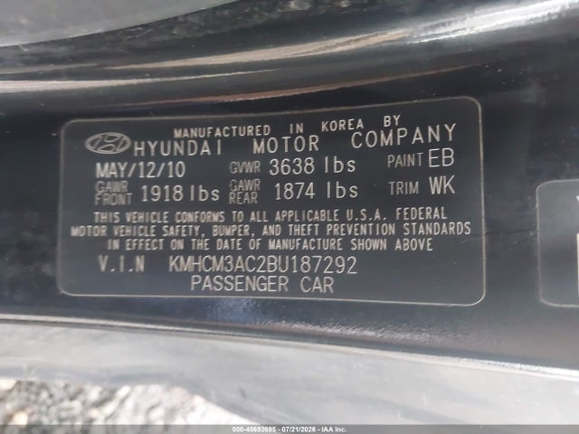 Продажа на аукционе авто 2011 Hyundai Accent Gs, vin: KMHCM3AC2BU187292, номер лота: 45692695