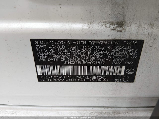 Продаж на аукціоні авто 2016 Lexus Gs 350, vin: JTHCZ1BL5GA001812, номер лоту: 45692701