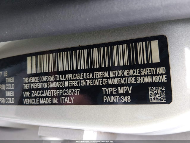 45692883 :رقم المزاد ، ZACCJABT9FPC36737 vin ، 2015 Jeep Renegade Latitude مزاد بيع
