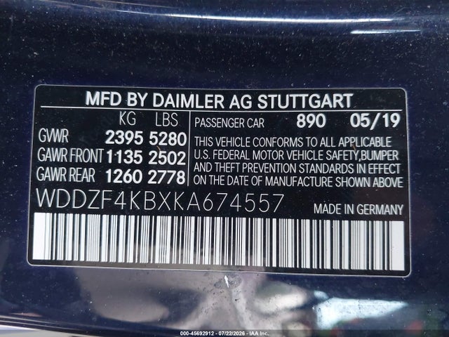 Aukcja sprzedaży 2019 Mercedes-benz E 300 4matic, vin: WDDZF4KBXKA674557, numer aukcji: 45692912