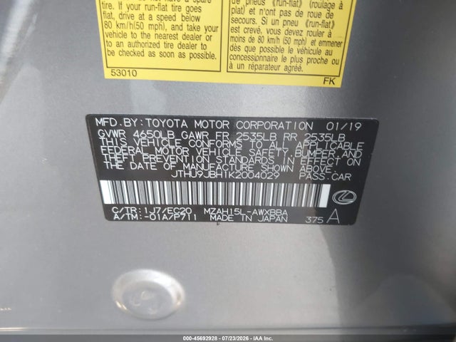 Lexus UX 250H 2019 JTHU9JBH1K2004029 Image 9