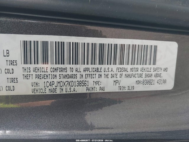 Продаж на аукціоні авто 2019 Jeep Cherokee Limited 4x4, vin: 1C4PJMDX7KD138561, номер лоту: 45692977