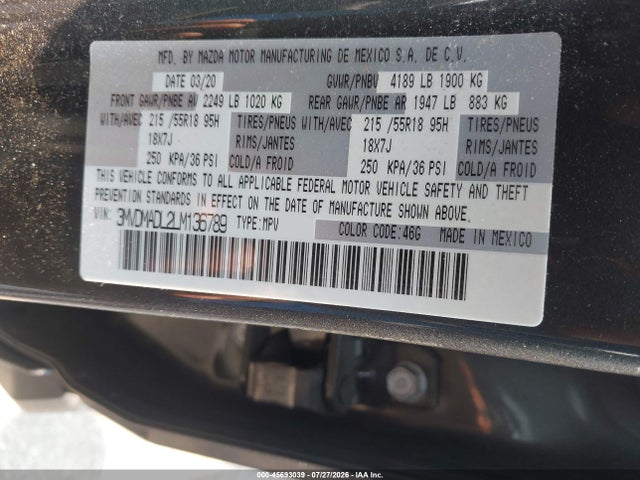 Aukcja sprzedaży 2020 Mazda Cx-30 Preferred Package, vin: 3MVDMADL2LM136789, numer aukcji: 45693039