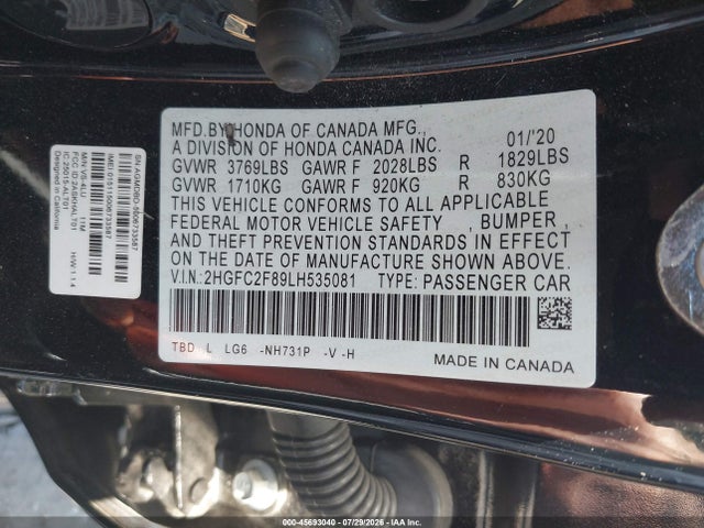 Honda Civic Sport 2020 2HGFC2F89LH535081 Image 9