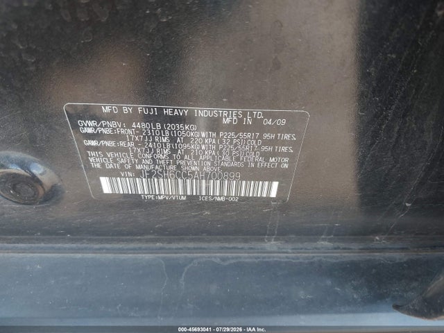 2010 Subaru Forester 2.5x Premium მანქანა იყიდება აუქციონზე, vin: JF2SH6CC5AH700899, აუქციონის ნომერი: 45693041