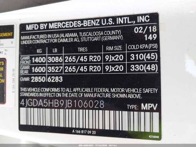 Продаж на аукціоні авто 2018 Mercedes-benz Gle 350 4matic, vin: 4JGDA5HB9JB106028, номер лоту: 45693053