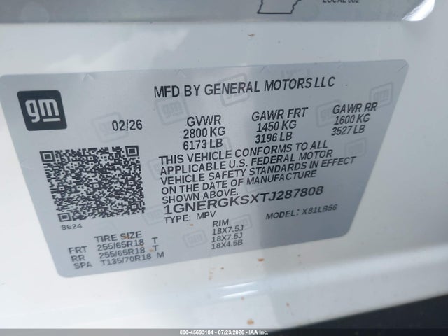 Продажа на аукционе авто 2026 Chevrolet Traverse Fwd Lt, vin: 1GNERGKSXTJ287808, номер лота: 45693184
