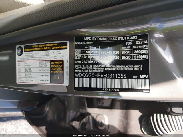 Aukcja sprzedaży 2014 Mercedes-benz Glk 350, vin: WDCGG5HB6EG311356, numer aukcji: 45693203