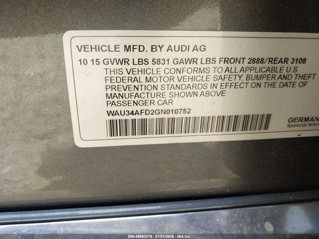 WAU34AFD2GN010752 Audi A8 L 3.0t