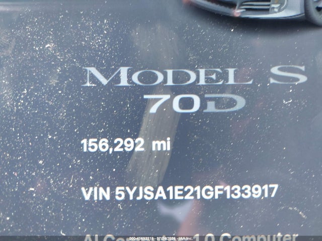 2016 Tesla Model S 60d/70d/75d/85d/90d მანქანა იყიდება აუქციონზე, vin: 5YJSA1E21GF133917, აუქციონის ნომერი: 45693318