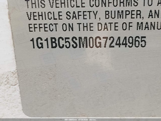 45693334 :رقم المزاد ، 1G1BC5SM0G7244965 vin ، 2016 Chevrolet Cruze Ls Auto مزاد بيع
