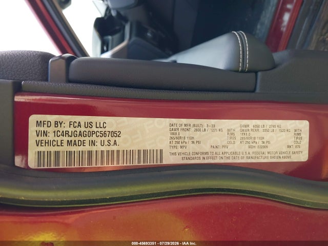 45693351 :رقم المزاد ، 1C4RJGAG0PC567052 vin ، 2023 Jeep Grand Cherokee Laredo 4x2 مزاد بيع