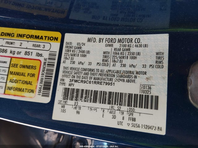 3FMCR9C61RRE79951 Ford Bronco Sport Outer Banks