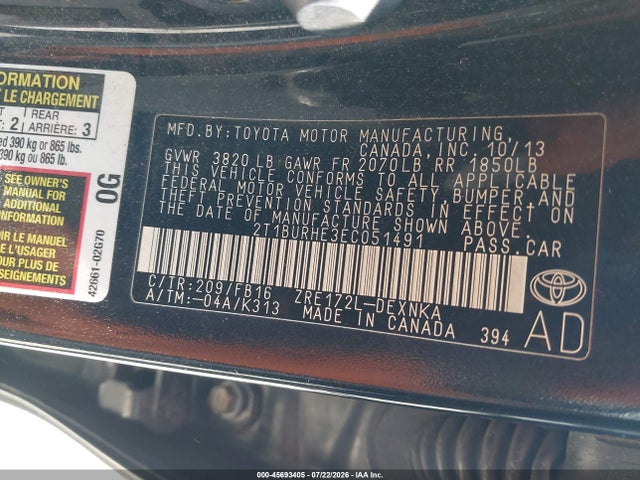 Toyota Corolla Le Plus 2014 2T1BURHE3EC051491 Image 9