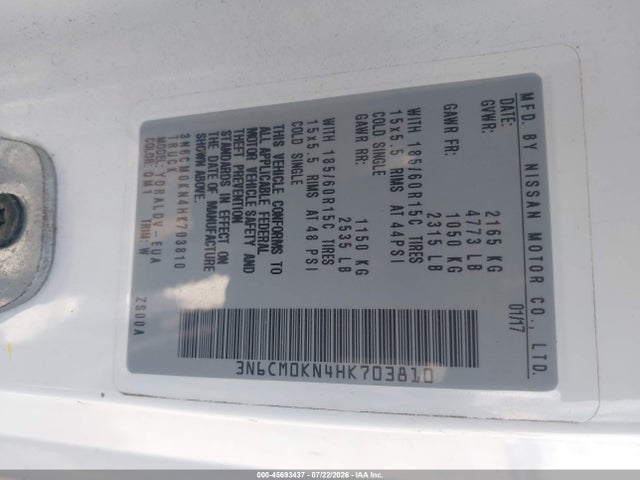 3N6CM0KN4HK703810 Nissan Nv200 S