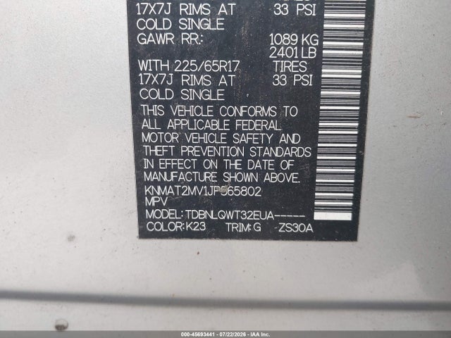 Nissan ROGUE SV 2018 KNMAT2MV1JP565802 Image 9