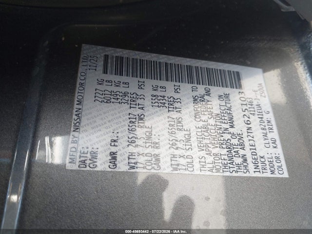 Nissan Frontier Sv 4x2 2026 1N6ED1EJ2TN625103 Image 9