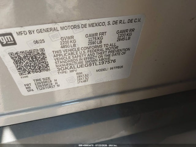 Продаж на аукціоні авто 2026 Gmc Terrain Awd Elevation, vin: 3GKALUEG9TL197576, номер лоту: 45693475